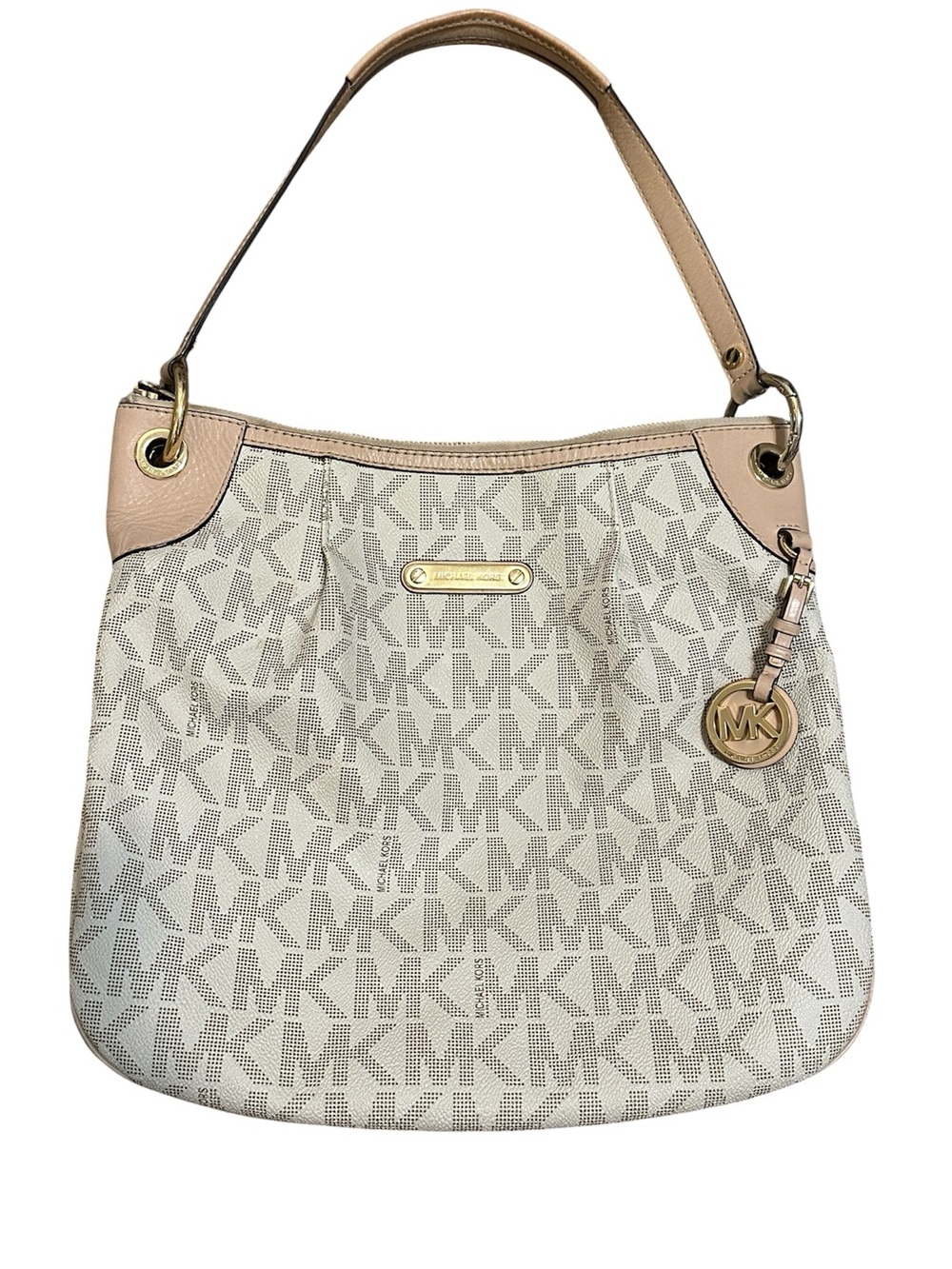 Michael Kors Jet Set Cream Monogram Shoulder Bag